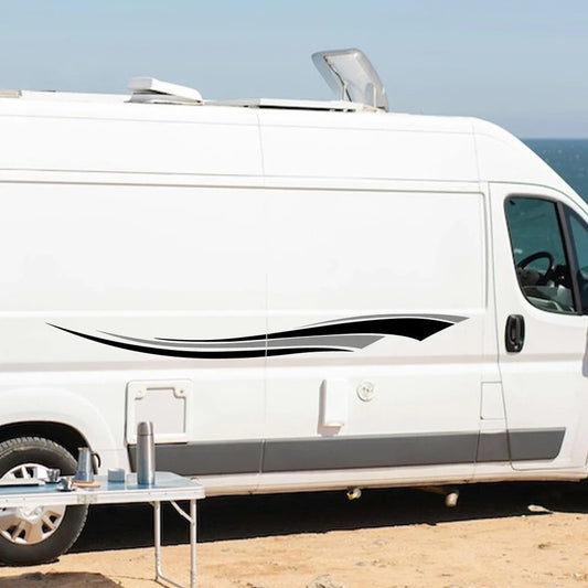 Campervan / Motorhome Decal Graphics Set, Black & Grey - Caravan Horsebox etc