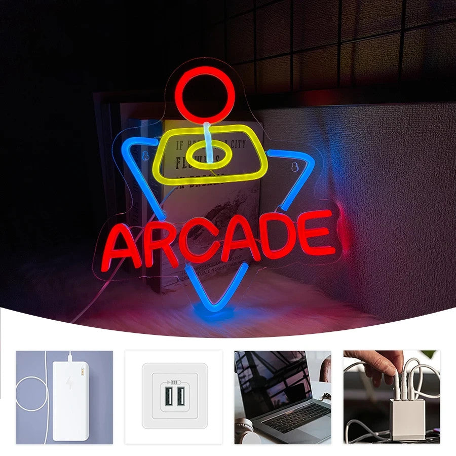 Arcade Machine LED Neon Light - Gaming Sign Wall Gift Man Cave 80s Xbox Retro