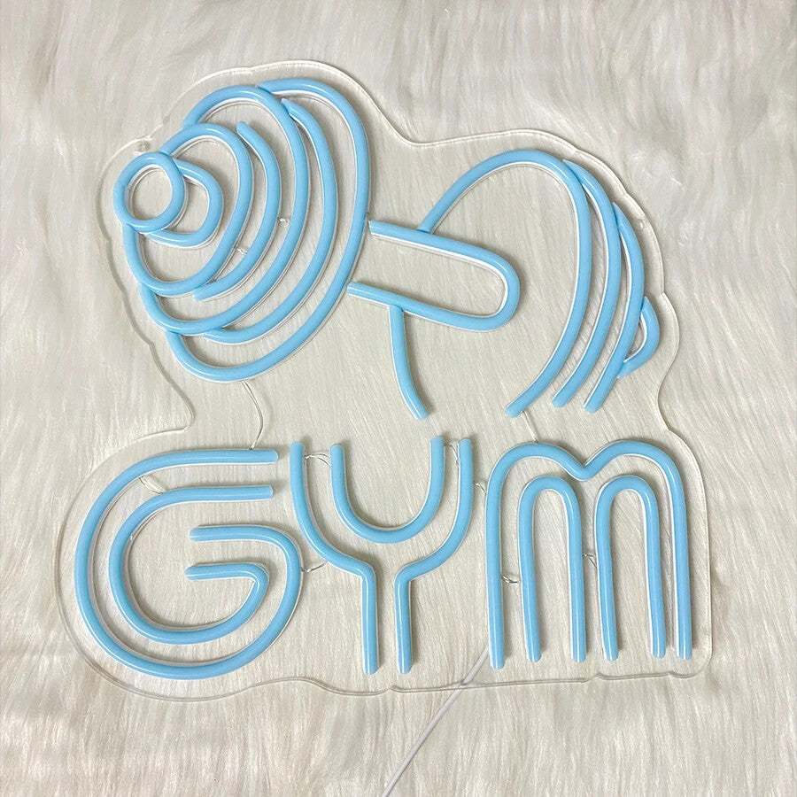 Gym Dumbbell Neon Sign - LED Weightlifting Light – Fitness Barbell USB Powered