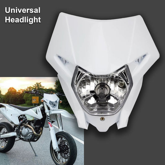 Universal Supermoto Enduro Headlight - For Honda Suzuki Yamaha Motorcycle WHITE