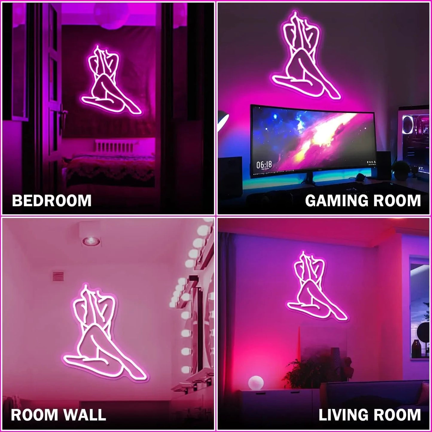 Stripper / Burlesque Girl Neon Sign - LED Light - Wall Strip Club Sexy Party USB