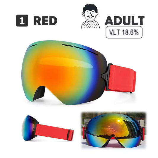 Anti-Fog Ski Snowboard Goggles  - UV400 Adult Men Women Red