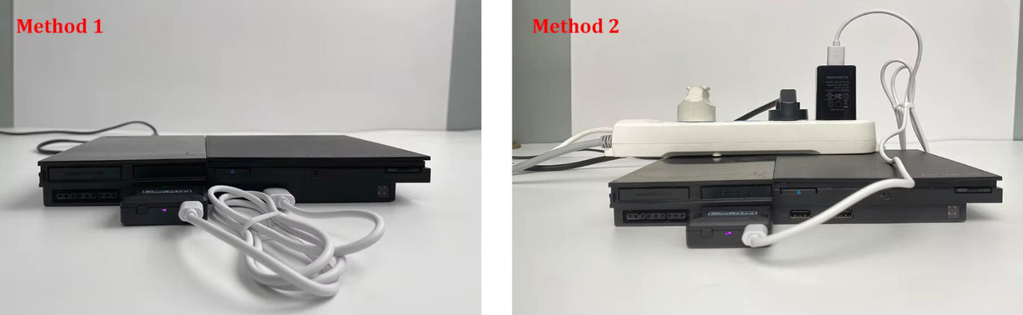 Wireless Bluetooth Controller Receiver - Playstation 1 & 2  - (Red) Blue Retro