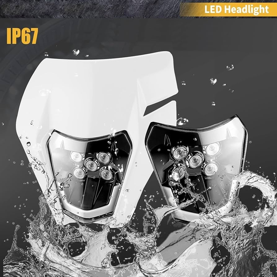 Universal Supermoto LED Headlight - For Kawasaki KTM Yamaha WHITE Motorcycle etc