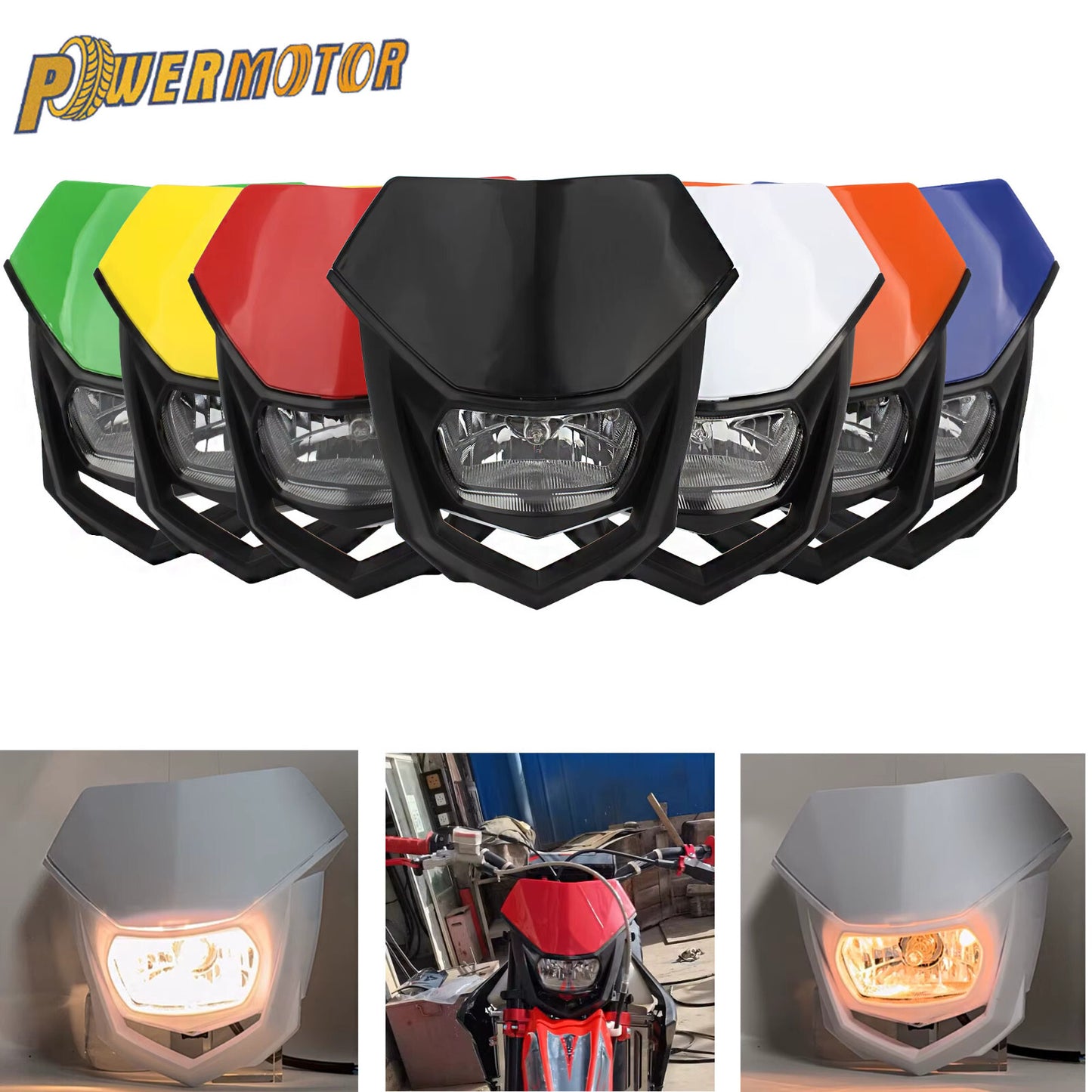 Universal Supermoto Enduro Headlight - For Suzuki Yamaha Honda Motorcycle Orange