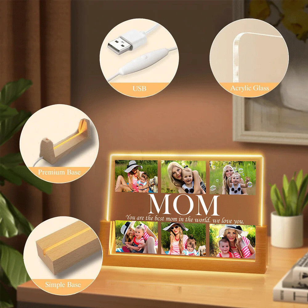 Personalised Mum Photo Frame - LED Light Up Plaque - Anniversary Birthday Gift