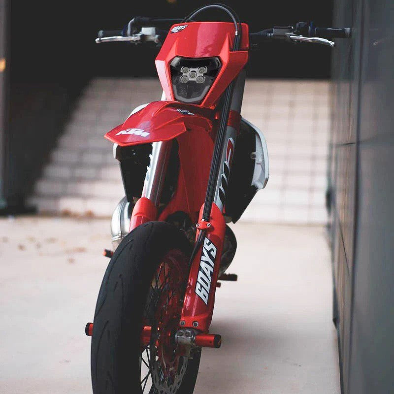 Universal Supermoto LED Headlight - For Kawasaki Suzuki Yamaha Motorcycle Red