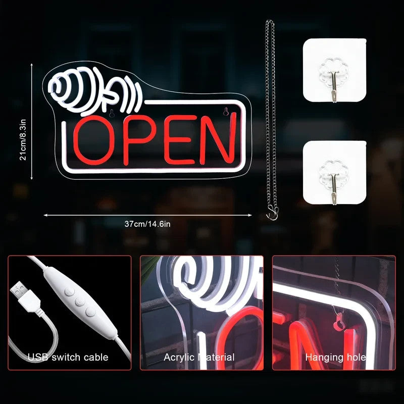 Gym Open Sign Neon Light with dumbbell - Weightlifting – Fitness Centre LED Club