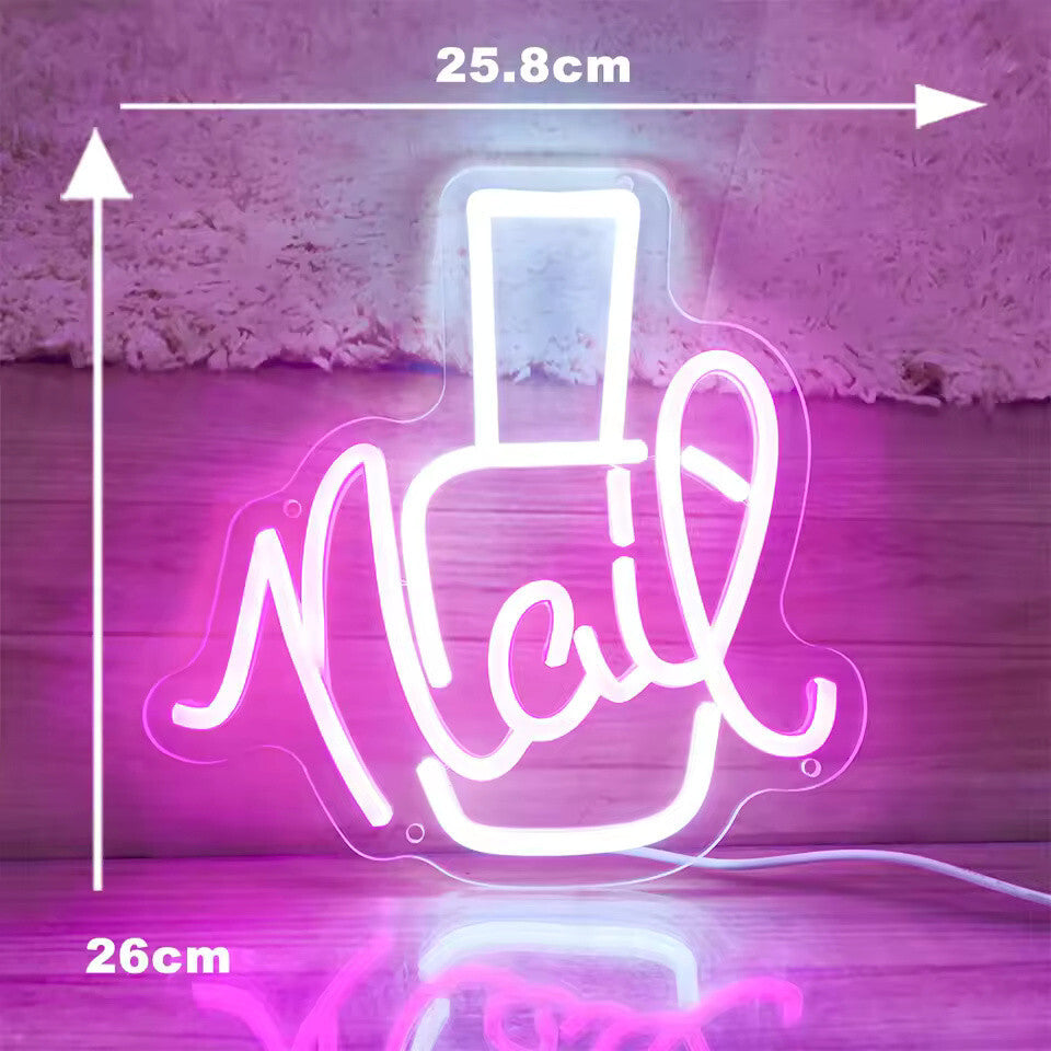 Nail Salon Neon Sign LED Light -Beauty Bar Lights Womens Self Care Room Nails