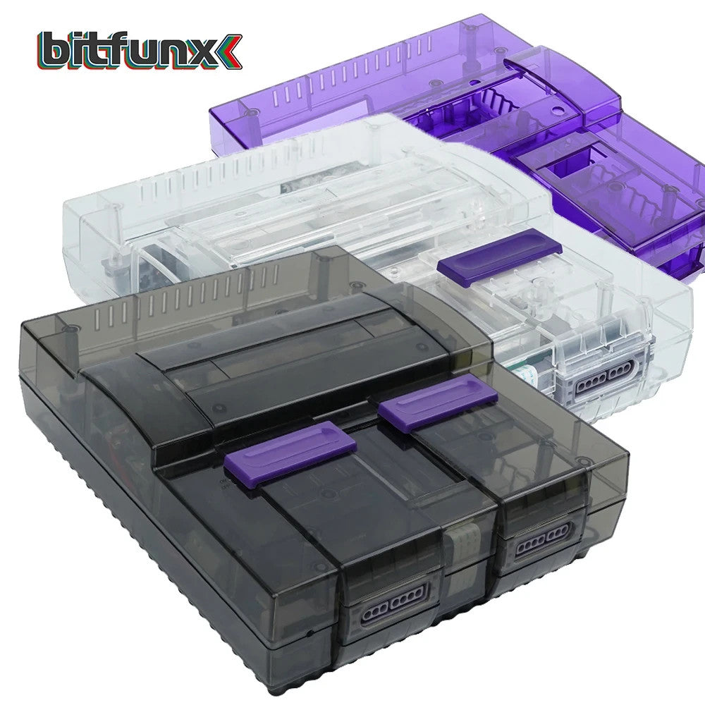 Replacement Shell Case for Nintendo SNES Console US VERSION - Transparent Black