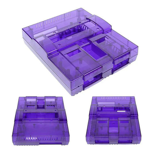 Replacement Shell Case for Nintendo SNES Console US VERSION - Transparent Purple