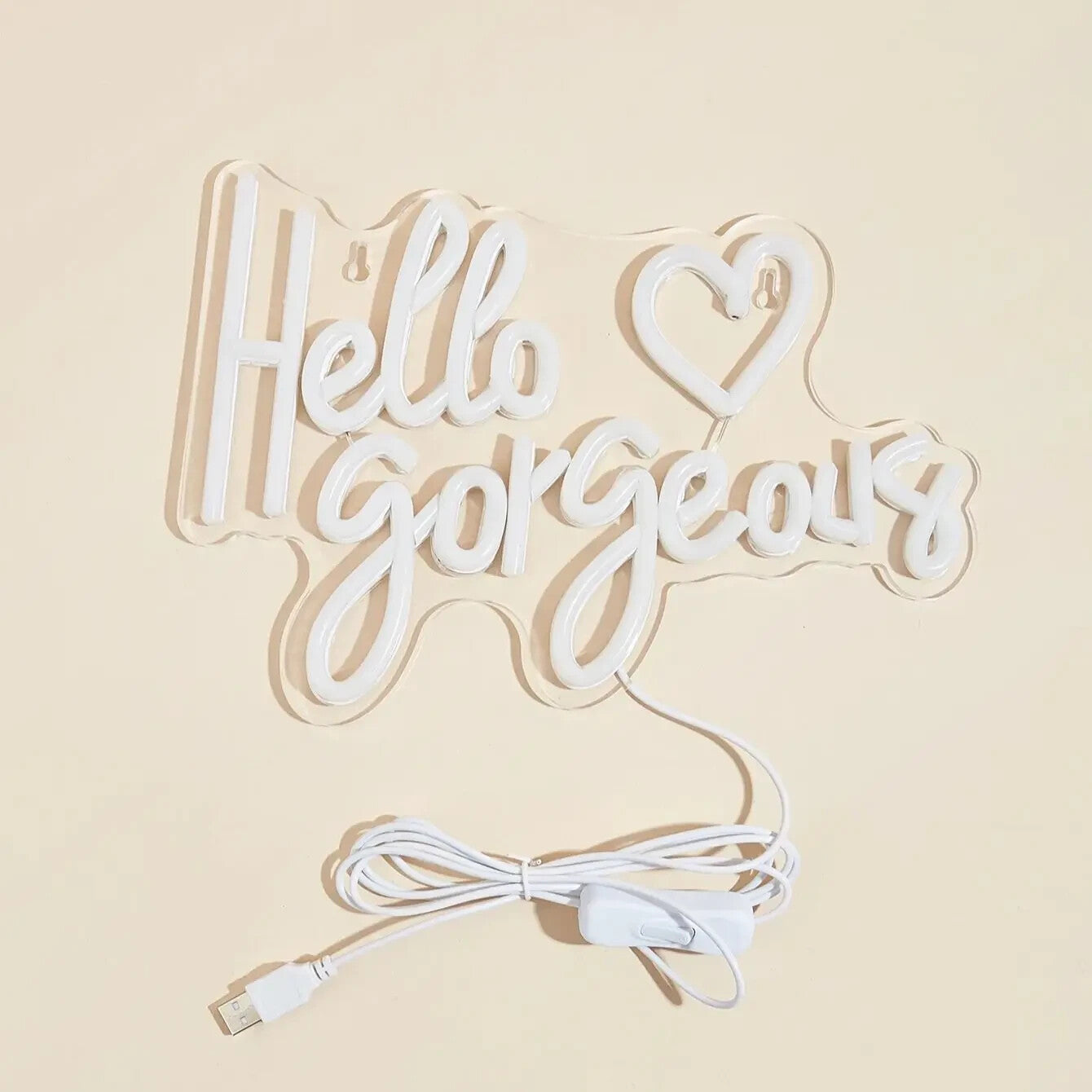 Hello Gorgeous - Neon Sign -Hair Dresser Beauty Salon Nails Lips Light LED