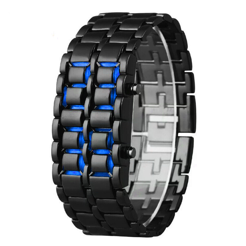 Mens Digital Lava Wrist Watch - Blue LED Display - Fathers Day Gift Unique Xmas