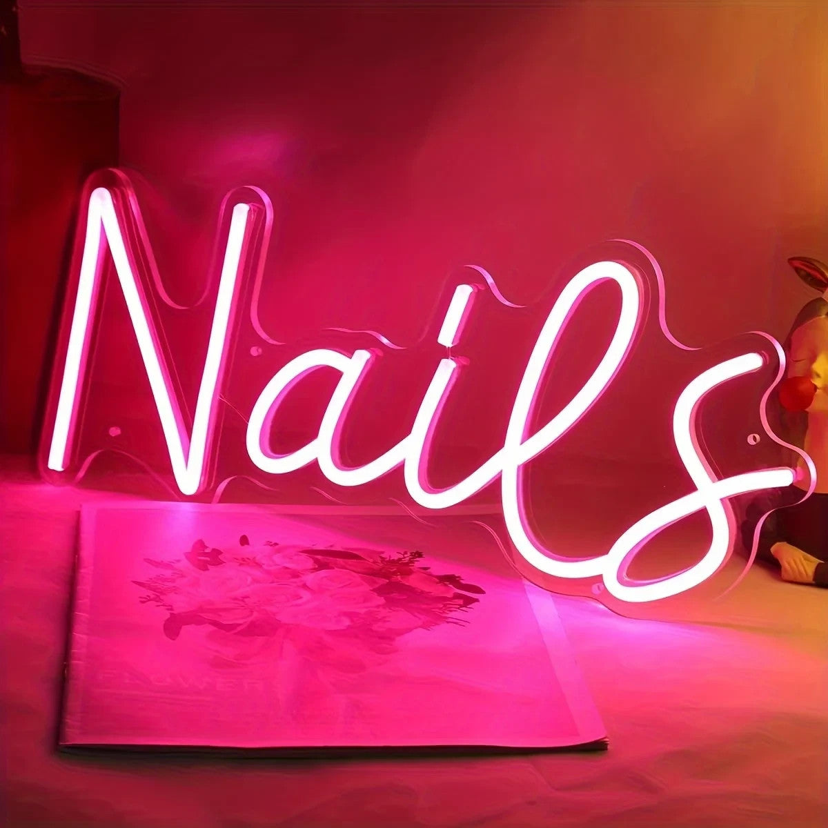 Nail Salon Light Neon Sign - Beauty Bar Lights Womens Nails Self Care Room LED