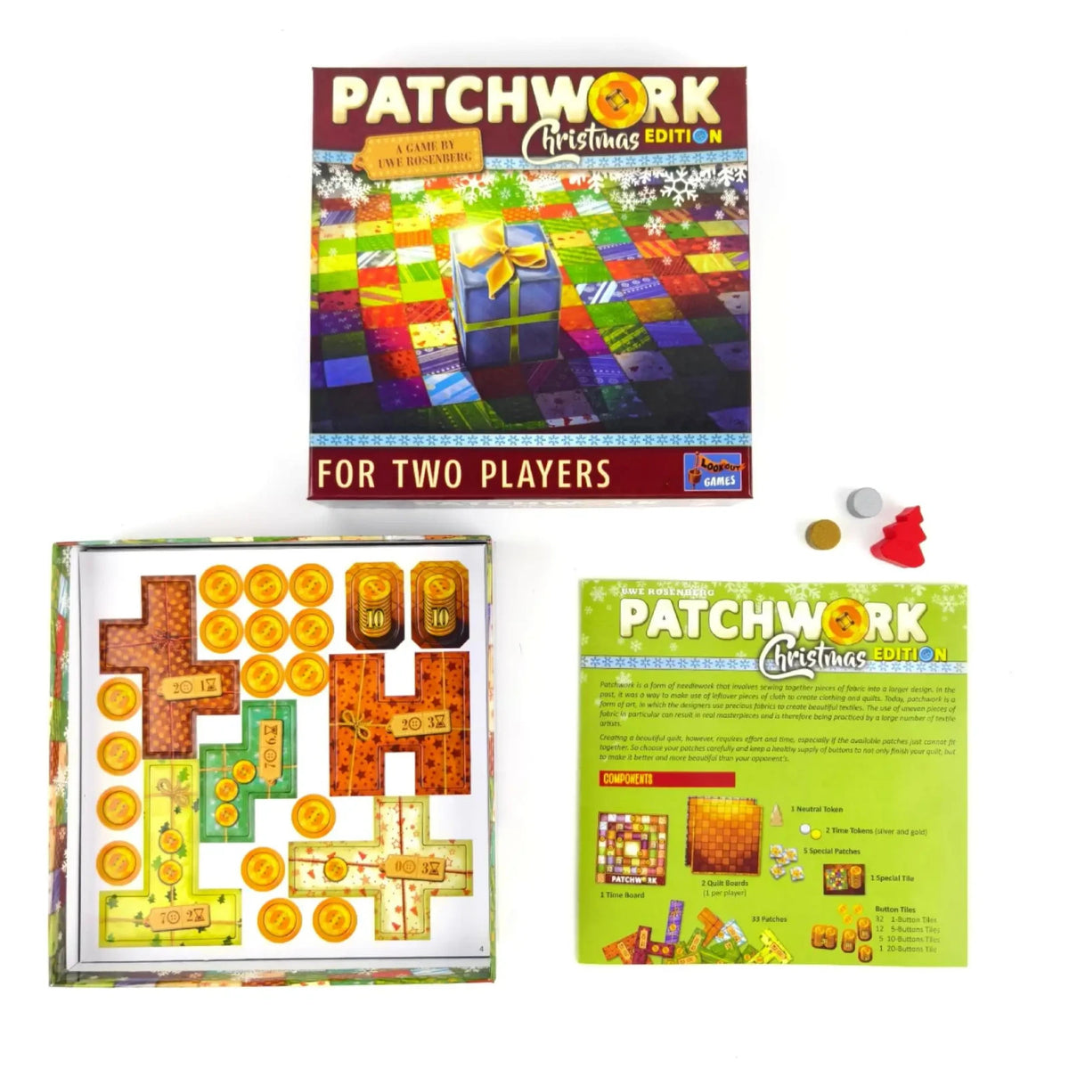 Patchwork Christmas Edition Family Game - Board Game for Two Players Funny Party