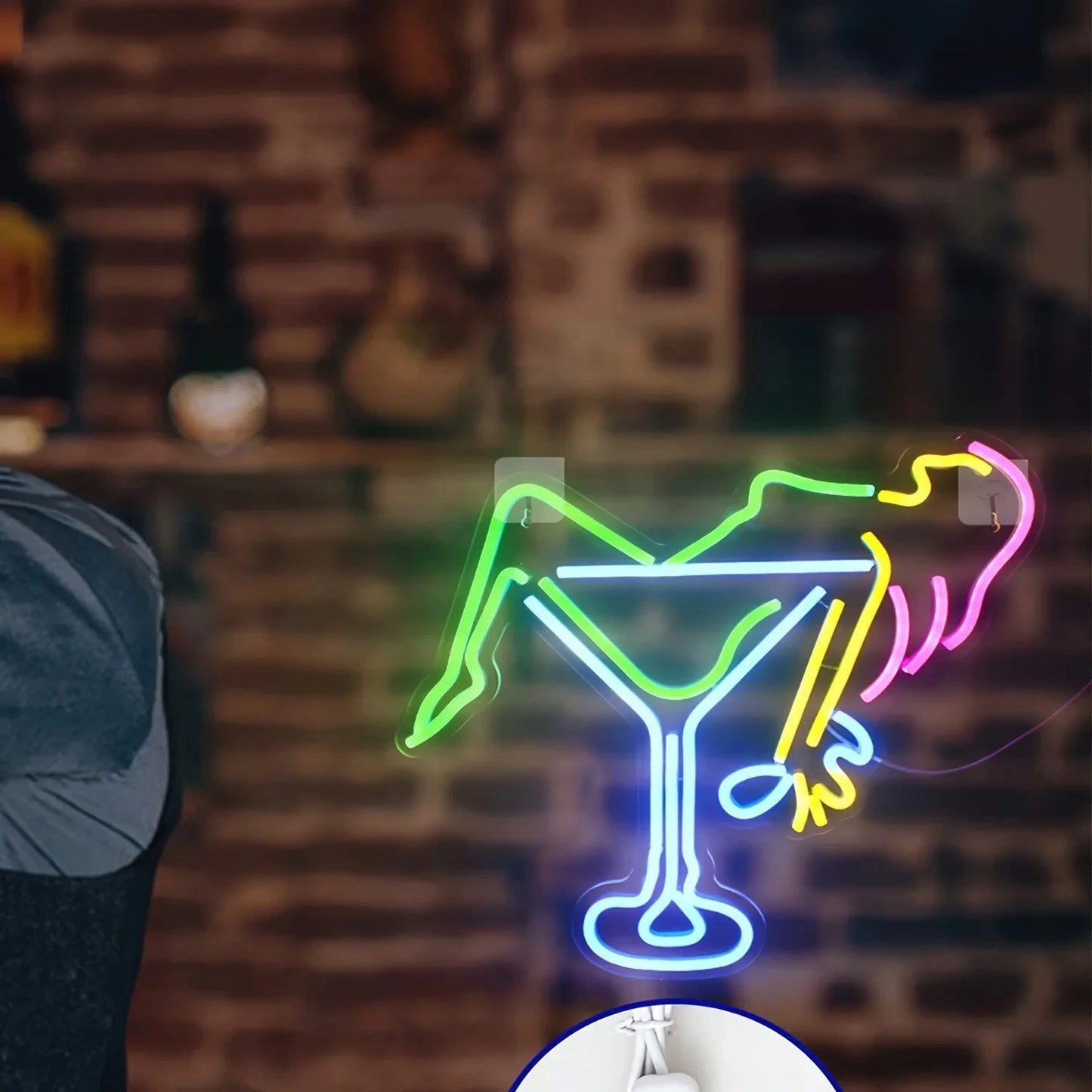 Burlesque Girl / Martini Glass Neon Sign - LED Light - Strip Club Sexy Stripper