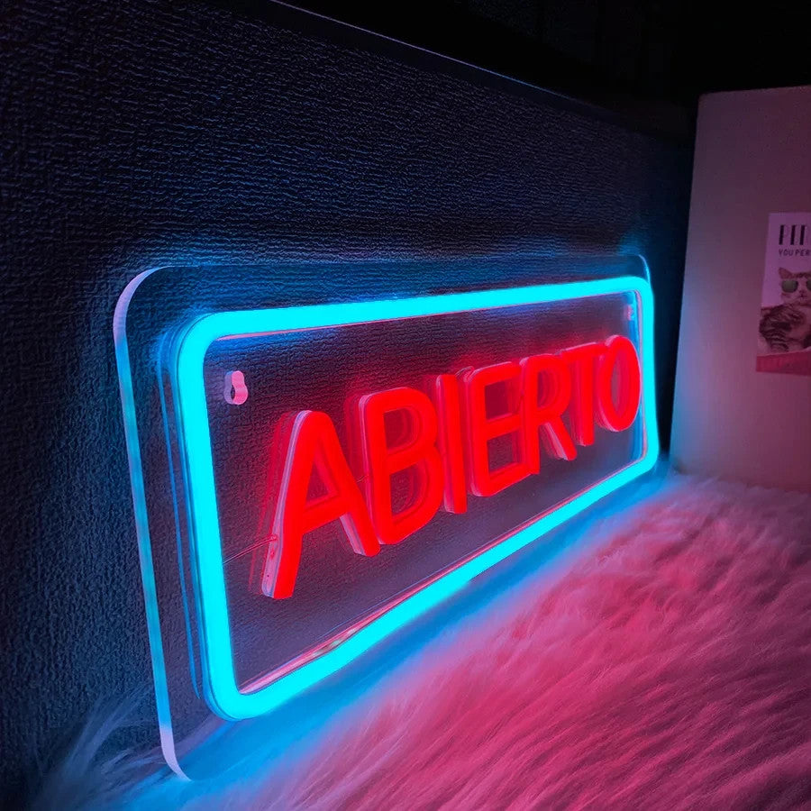 Abierto Neon Sign - Open LED Light - Business Latina Espanol Spanish Language