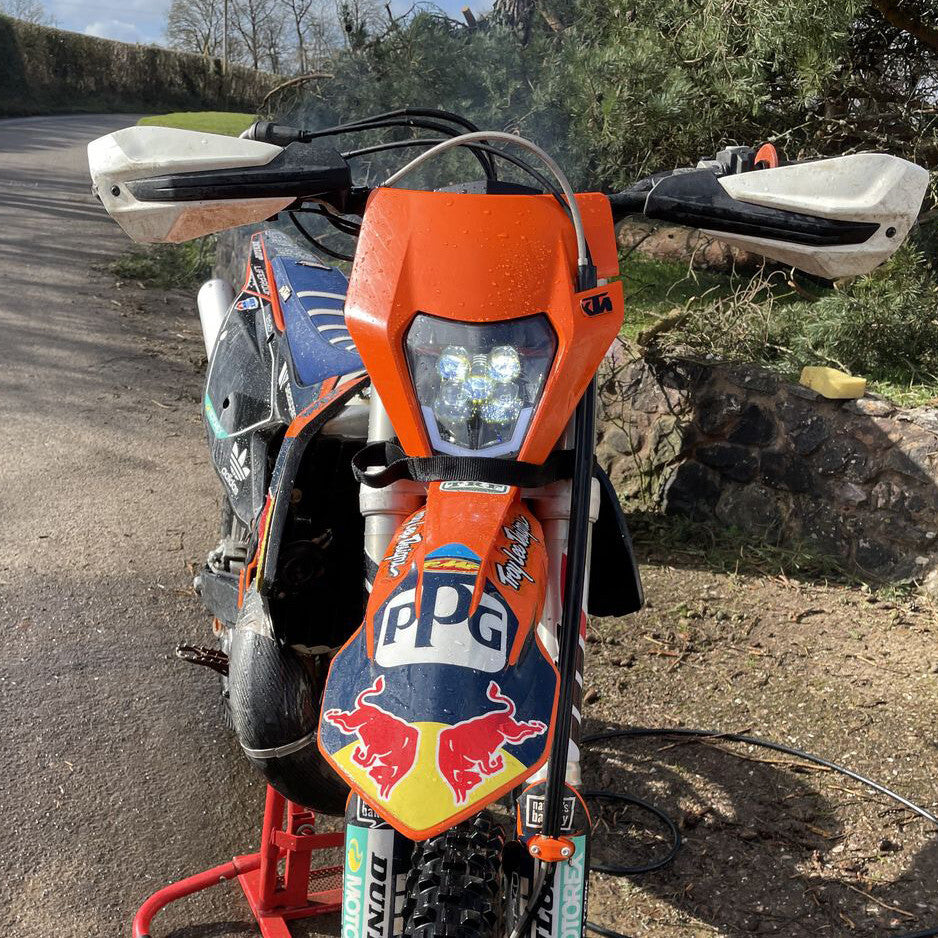 Universal Supermoto LED Headlight - For KTM Yamaha Enduro Motorcycle ORANGE