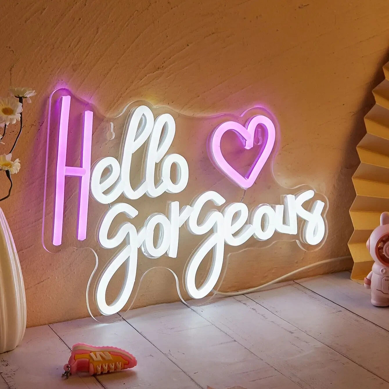 Hello Gorgeous - Neon Sign -Hair Dresser Beauty Salon Nails Lips Light LED