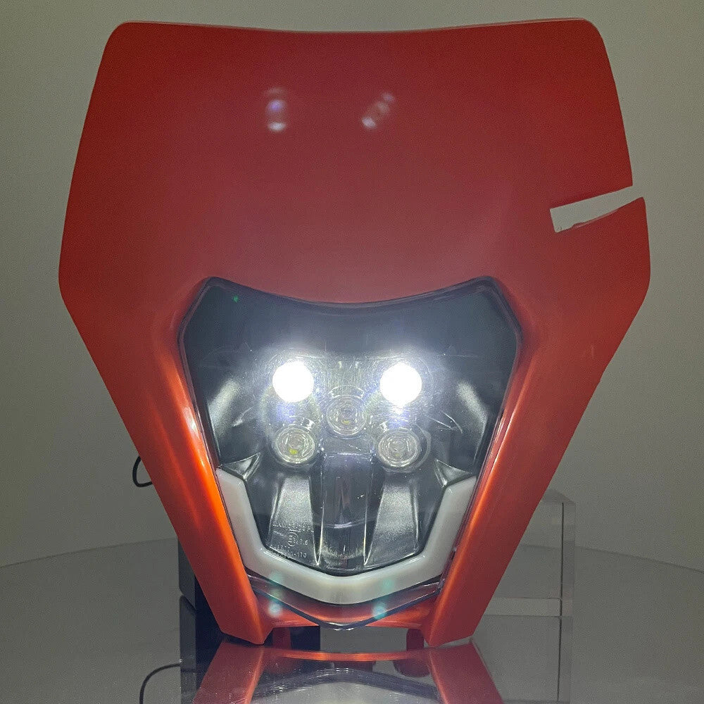 Universal Supermoto LED Headlight - For KTM Yamaha Enduro Motorcycle ORANGE