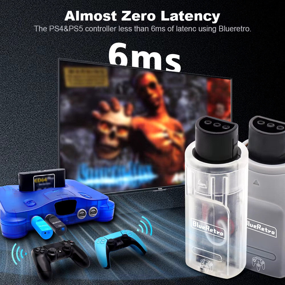 Wireless Bluetooth Receiver - Nintendo N64  - (Clear) Blue Retro