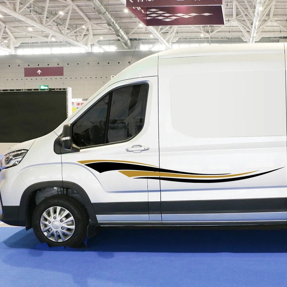 Campervan / Motorhome Decal Graphics Set, Black & Gold - Caravan Horsebox etc