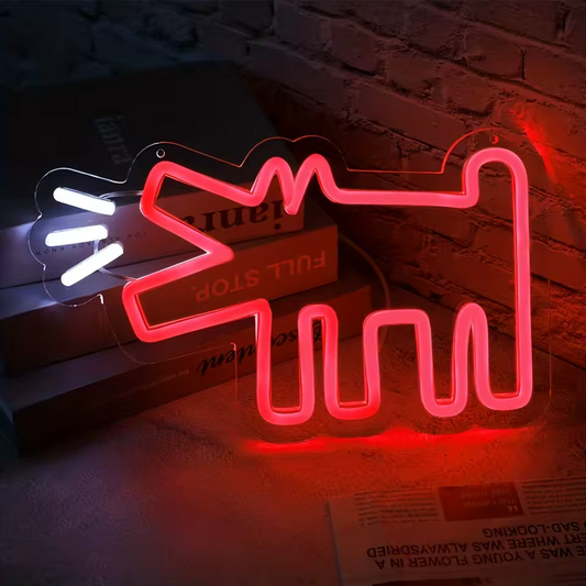 Barking Dog Neon Light - Puppy Red LED Sign - Room Pet Shop Store Home Bar Vets