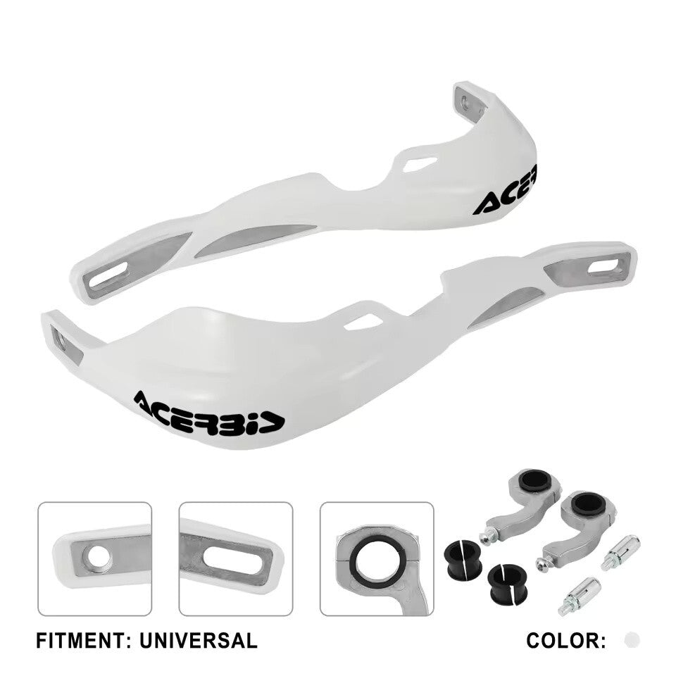 White Handlebar Bar Guards For Motocross Enduro - Mount Kit KTM HONDA etc Hand