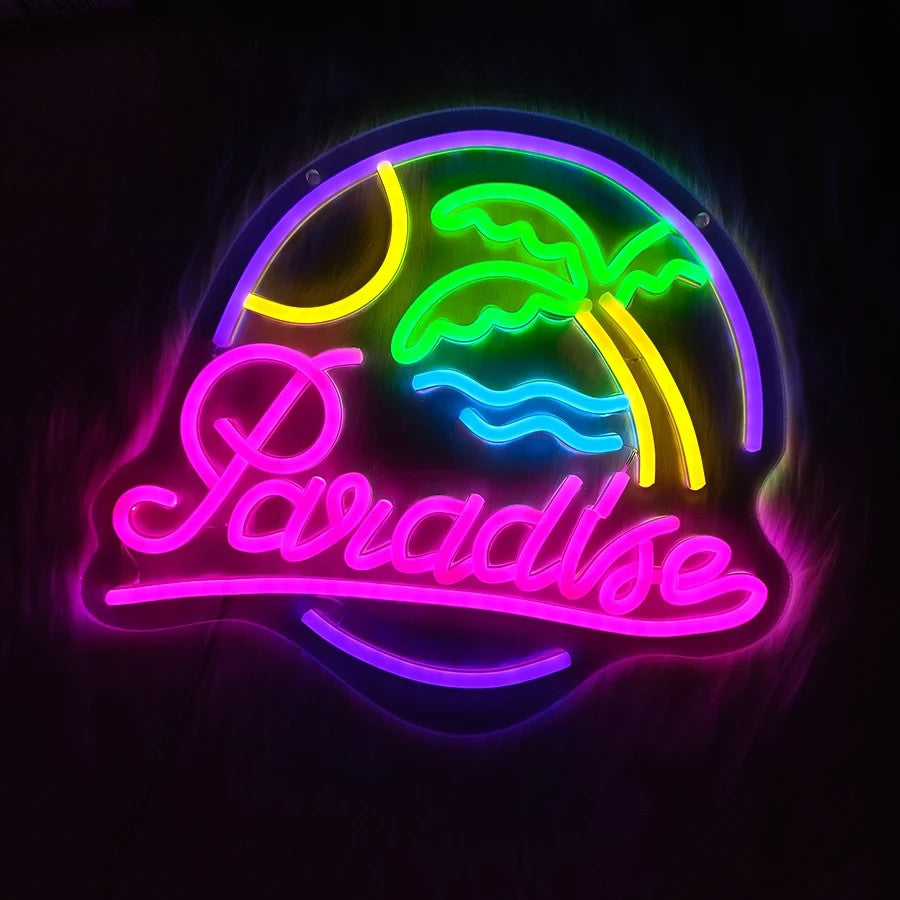 Paradise Neon Cocktail Light - Tropical Beach Bar Sign - Pub Home Club etc LED