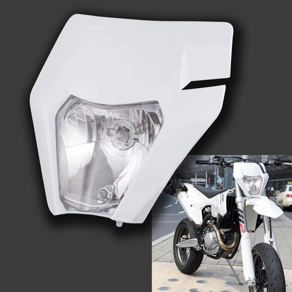 Universal Supermoto Enduro Headlight - For Honda Suzuki Yamaha Motorcycle WHITE