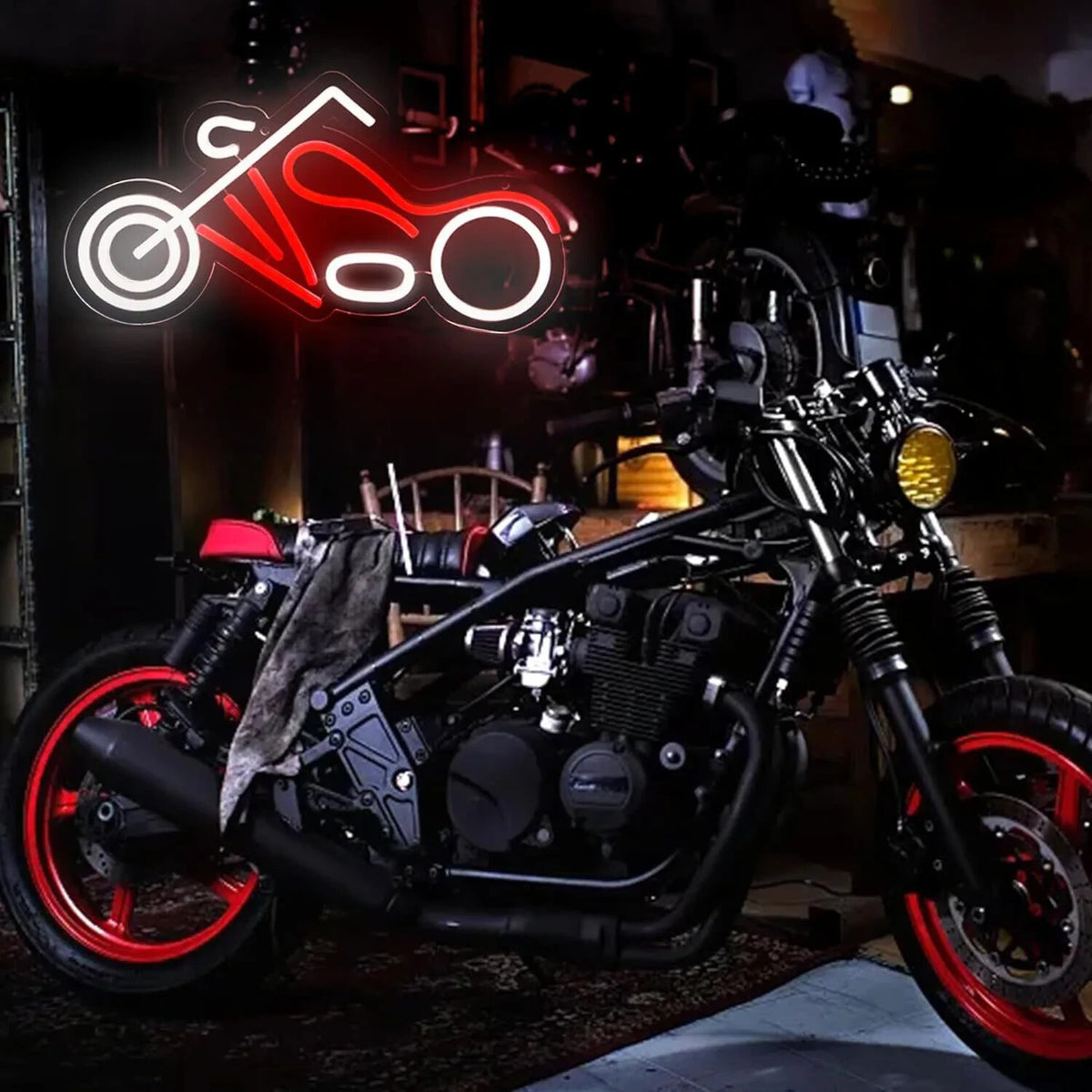 Motorbike Neon Sign - Home LED Light - Man Cave Bar Motorcycle Harley Davidson
