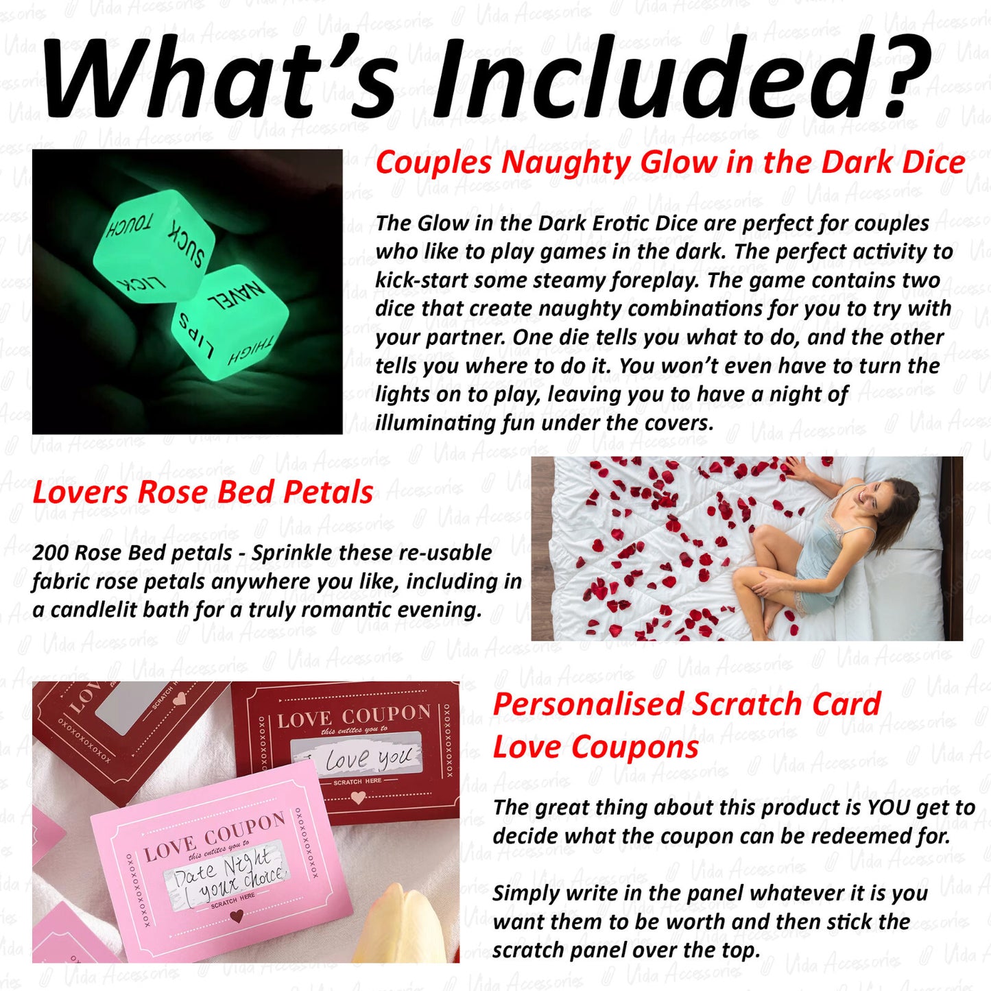 5 PC NAUGHTY VALENTINE'S DAY GIFT BUNDLE - BLUETOOTH VIBRATOR - DARE GAME COUPON