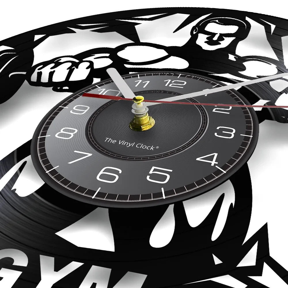 NO PAIN - NO GAIN 3D Vinyl Record Wall Clock for Home Gym Fitness Centre etc