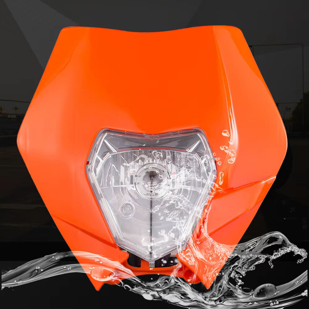 Universal Supermoto Enduro Headlight - For KTM Suzuki Yamaha Motorcycle ORANGE
