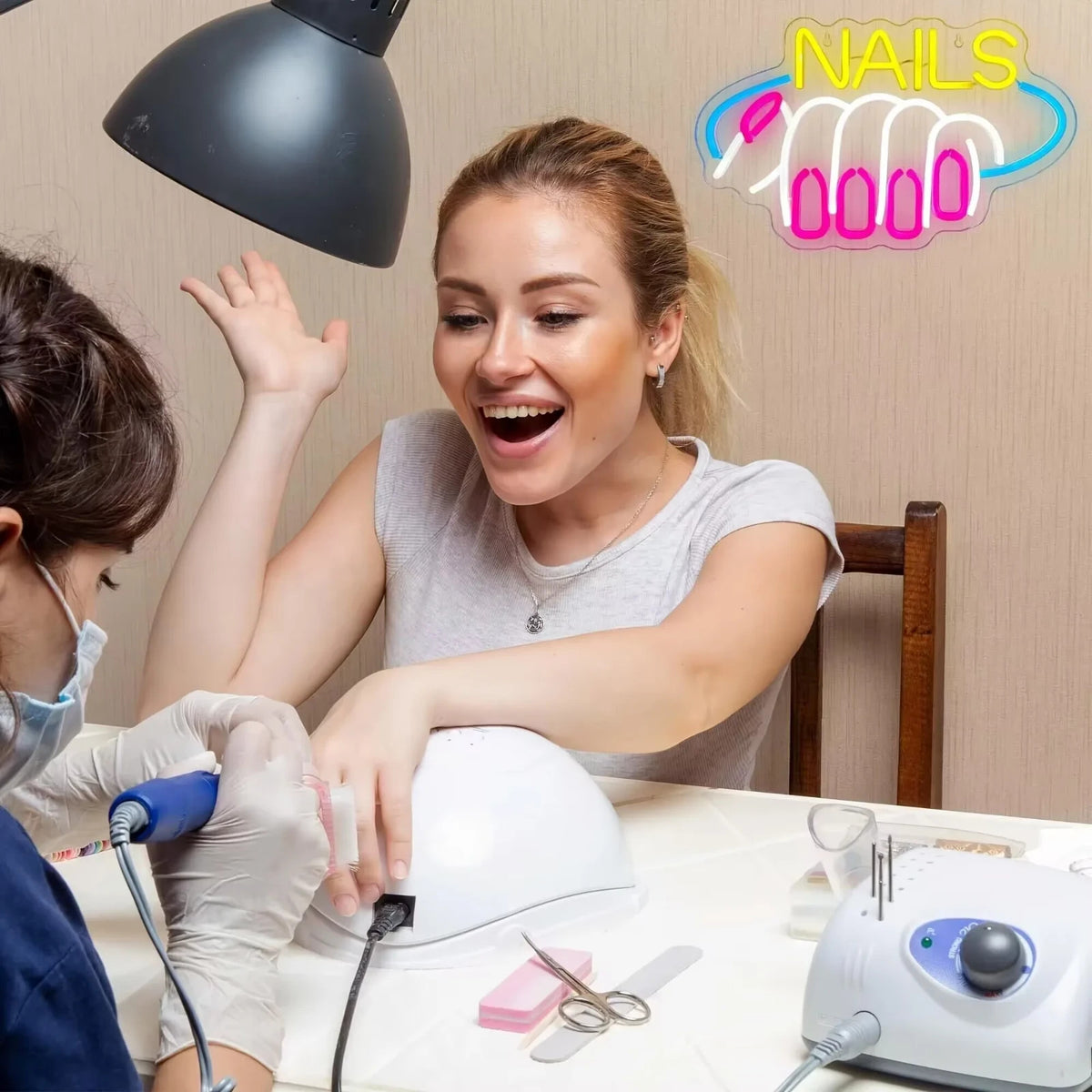 Nail Salon Light LED Neon Sign -Beauty Bar Lights Womens Self Care Room Nails