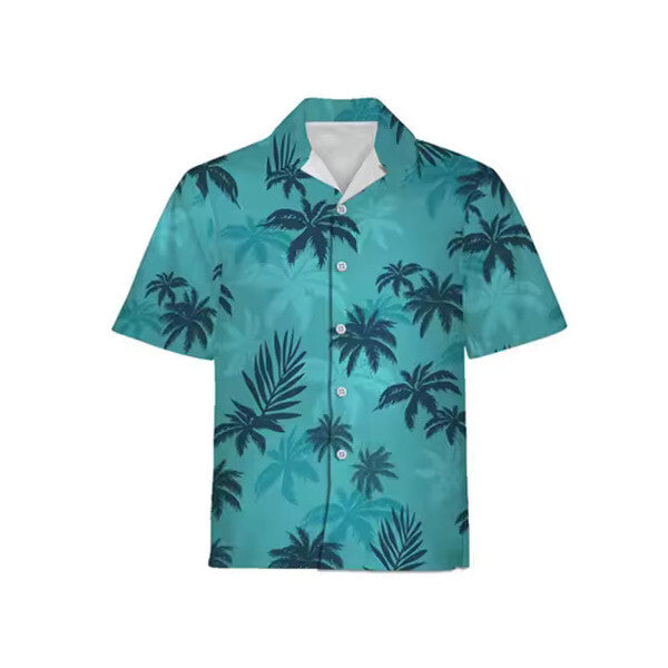 Retro inspired 80s themed Hawaiian shirt Blue - tropical Hawaii Mens Fancy Dress