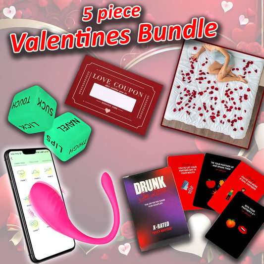 5 PC NAUGHTY VALENTINE'S DAY GIFT BUNDLE - BLUETOOTH VIBRATOR - DARE GAME COUPON