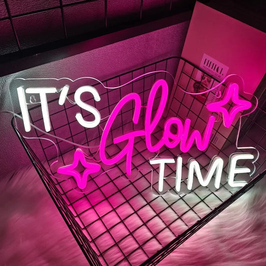 It's Glow Time - Neon Sign -Hair Dresser Beauty Salon Nails Lips Light LED