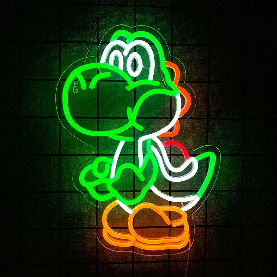 Yoshi / Mario Themed Neon Light - Nintendo Retro Gaming Sign Wall Gift USB