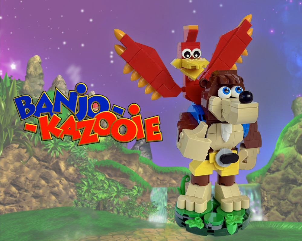 MOC Banjo Kazooie Model - Building Blocks Rareware Game Figure not Lego