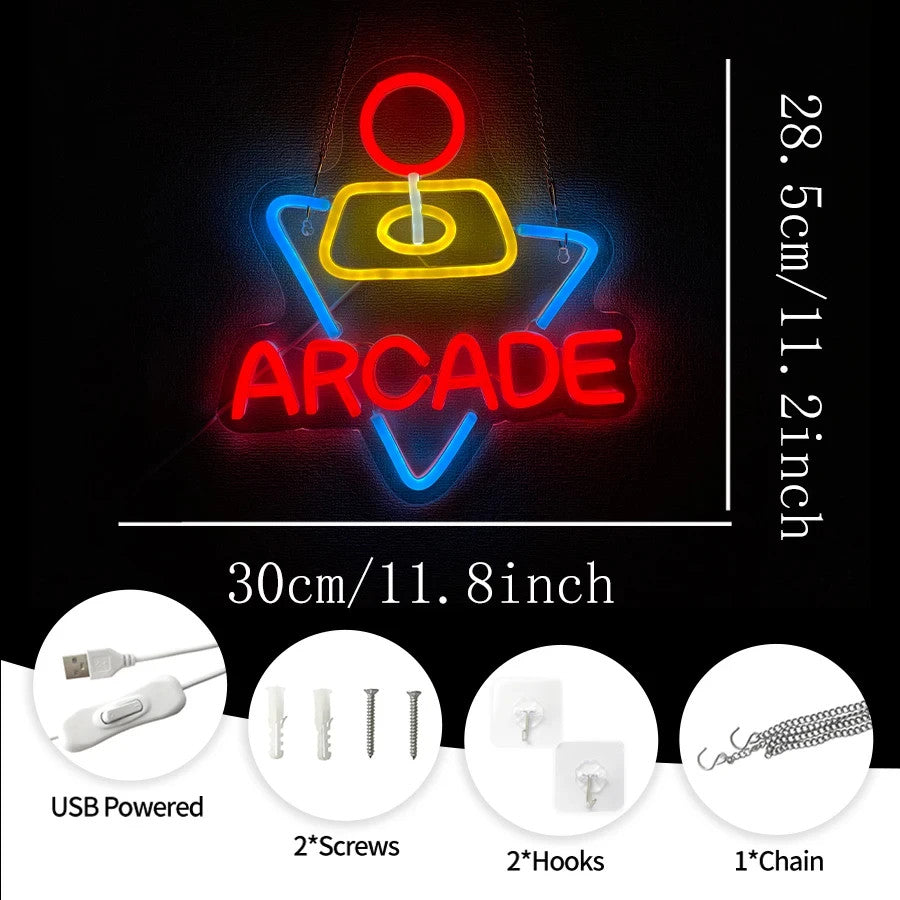 Arcade Machine LED Neon Light - Gaming Sign Wall Gift Man Cave 80s Xbox Retro