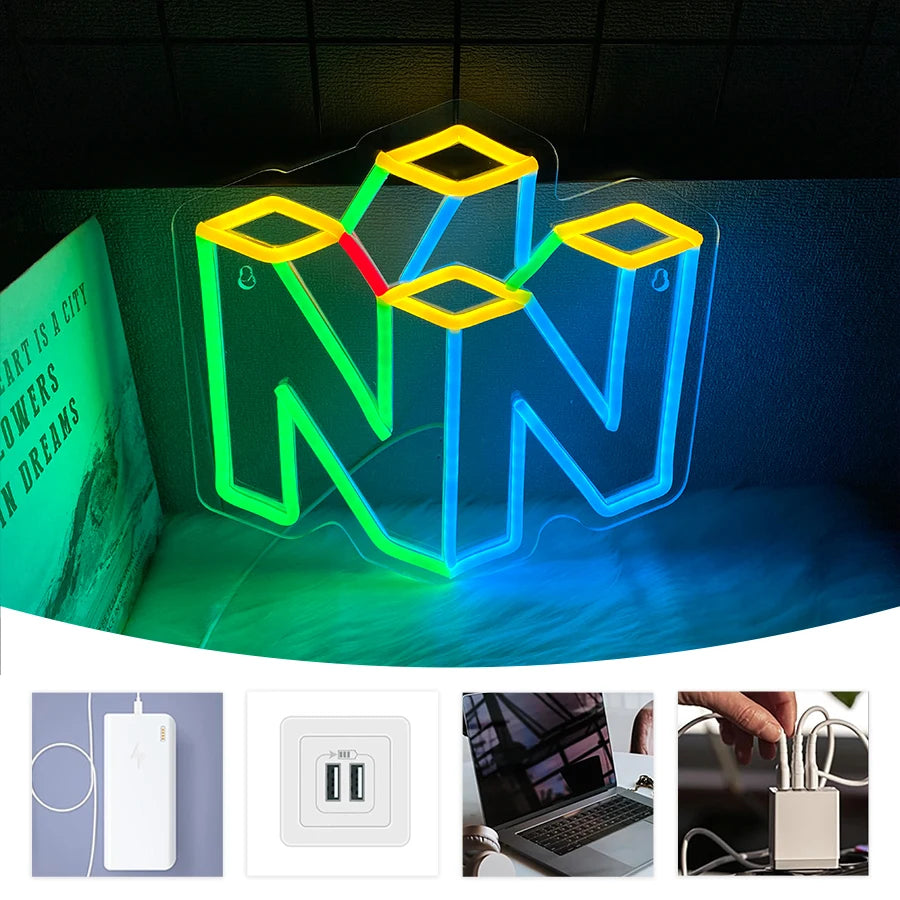 N64 Logo Neon Light - Nintendo Gaming Sign