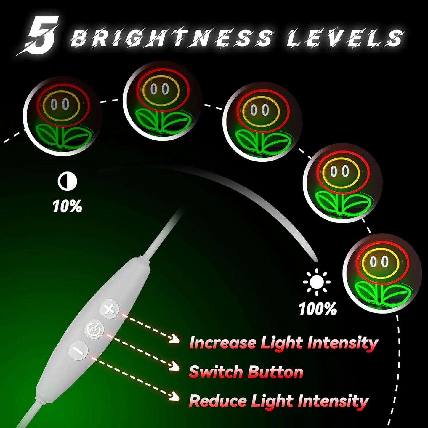 Super Mario Flower Neon Light - Nintendo Retro Gaming Sign