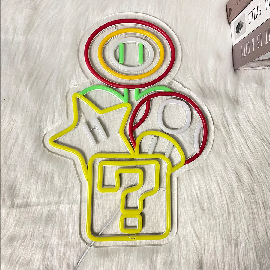 Super Mario Themed Neon Light - Nintendo Retro Gaming Sign