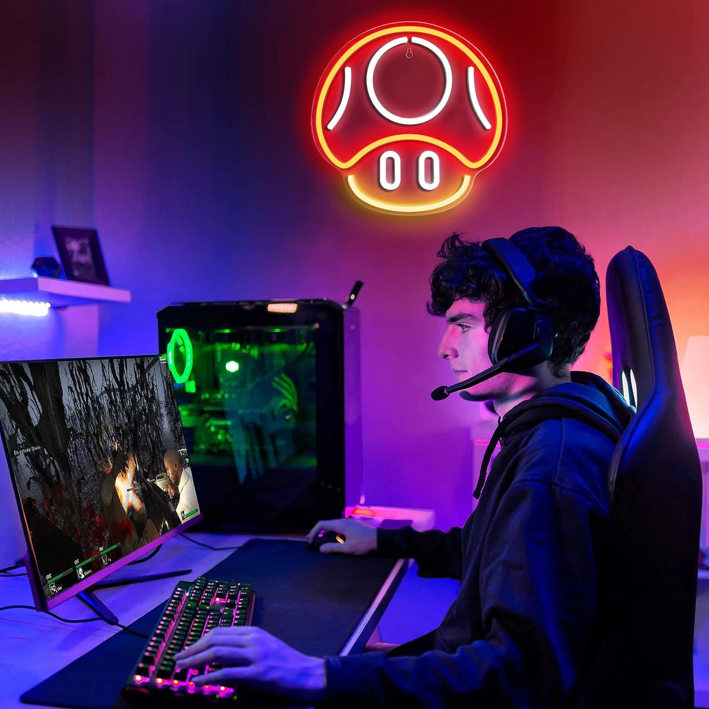 Toad / Mario Themed Neon Light - Nintendo Retro Gaming Sign