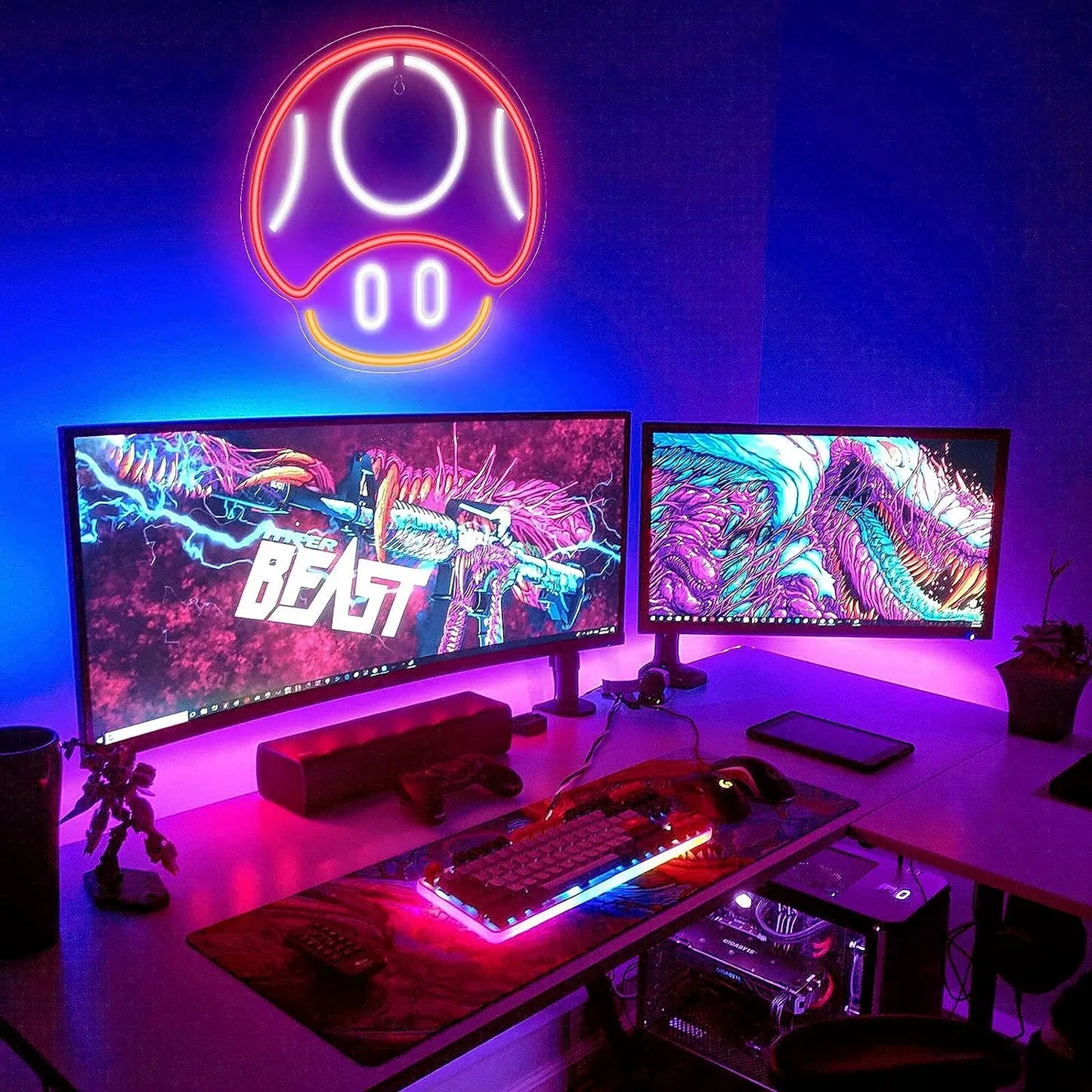 Toad / Mario Themed Neon Light - Nintendo Retro Gaming Sign