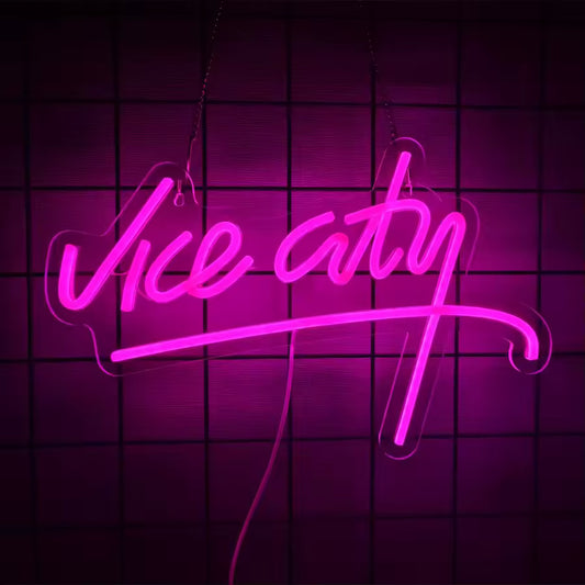 GTA Vice City LED Neon Light - Grand Theft Auto Sign Playstation Retro PS2 Rockstar