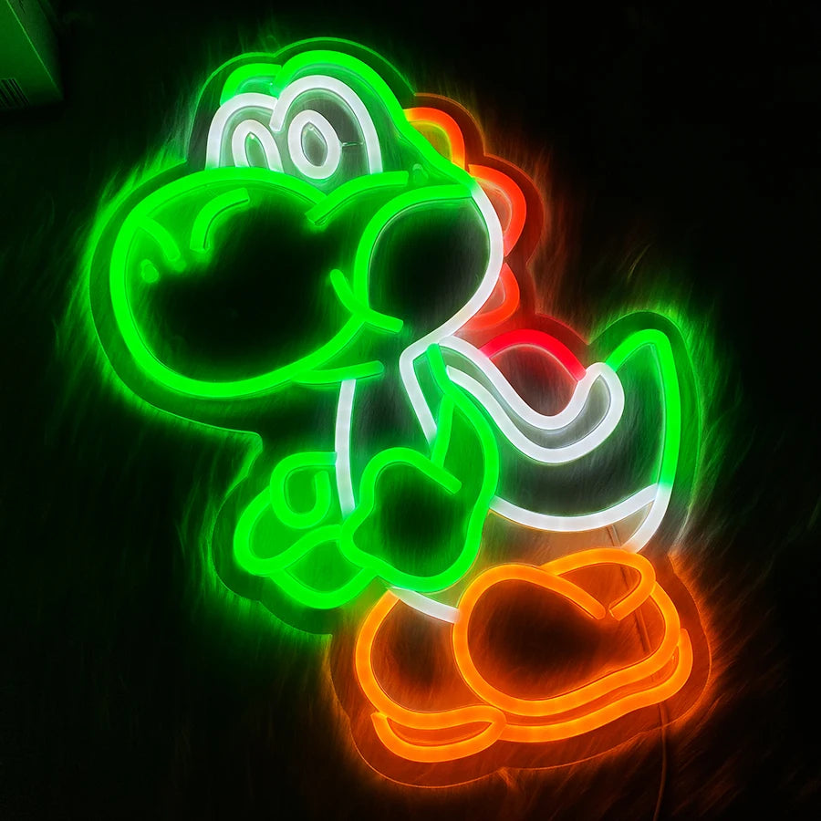 Yoshi / Mario Themed Neon Light - Nintendo Retro Gaming Sign