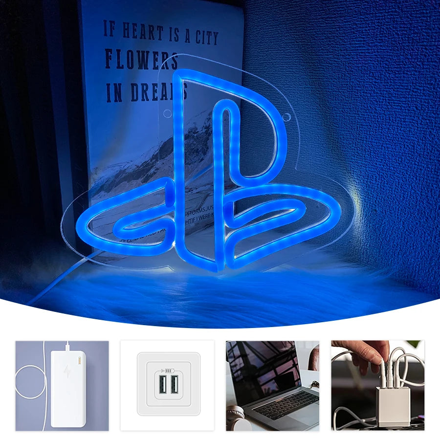 Sony Playstation Logo Neon Light - Retro PS1 LED Sign Psone