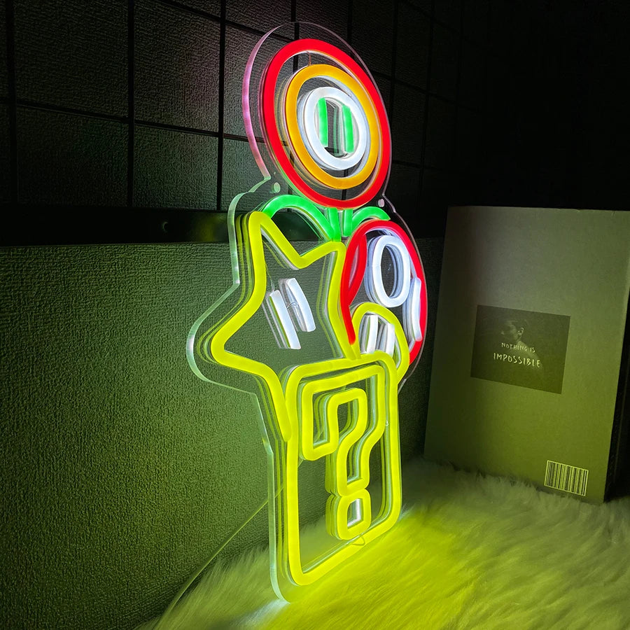 Super Mario Themed Neon Light - Nintendo Retro Gaming Sign